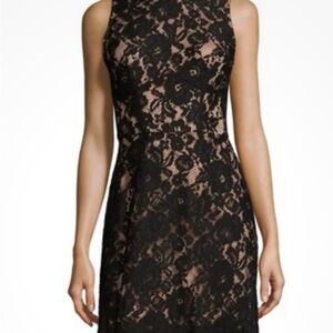 French Connection Black and Tan Halter Sheath Mini Dress